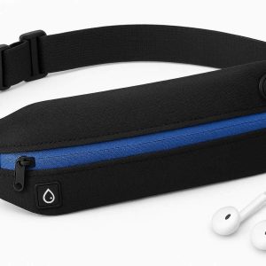 12 Ultra Slim Running Belt Bag Expandable Lycra Waist Pack Sweatproof Sports Fanny Pack with Earphone Jack for Jogging