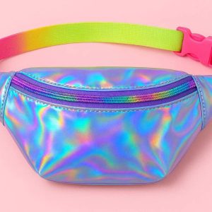 17 Holographic Shiny Fanny Pack Laser Metallic Belt Bag Cute Neon Waist Pouch Fashion Rave Party Bag for Teen Girls