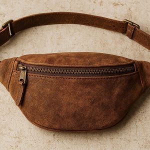 Vintage Distressed Suede Fanny Pack Retro Leather Belt Bag Soft Casual Waist Pouch Travel Chest Sling for Adults