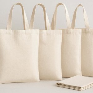 22 Blank Cotton Canvas Craft Bags Pack Plain Reusable Grocery Shopping Bags Reusable DIY Fabric Painting Tote Bags