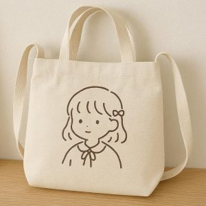 26 Cute Graphic Print Canvas Tote Bag Aesthetic Understated Line Art Cotton Shoulder Purse Casual Shopping Bag for Girls