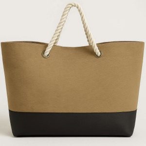 Waterproof Lined Canvas Beach Tote Bag Extra Large Travel Pool Bag Sandproof Vacation Handbag with Rope Handles